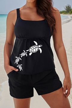 Picture of PLUS SIZE TANKINI TORTOISE PRINT